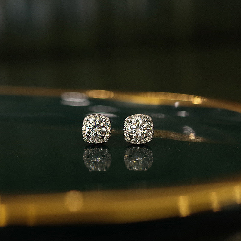 Square Mozambique diamond earrings