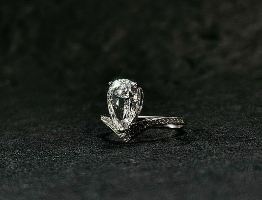 Pear shaped Crown Mozambique Diamond Ring